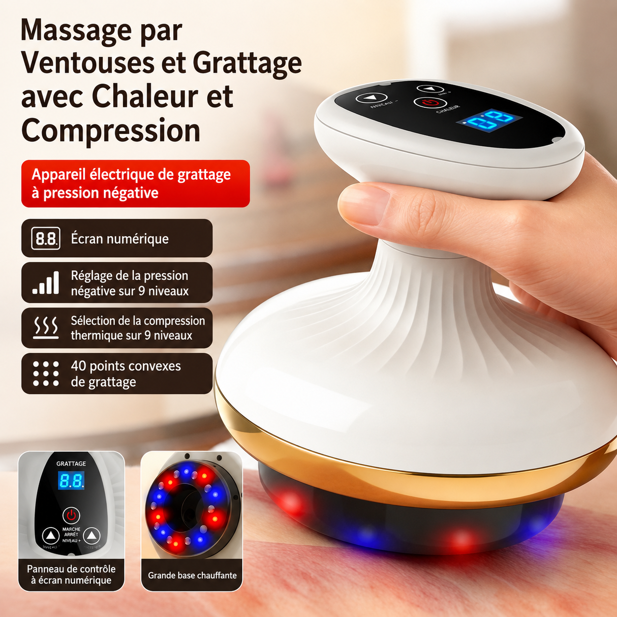 Gua Sha Électrique Chauffant – Massage Visage & Corps